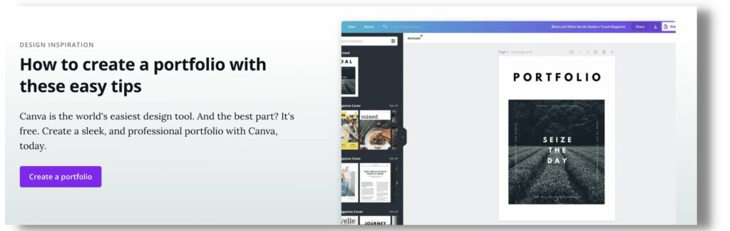 create a freelance portfolio with Canva
