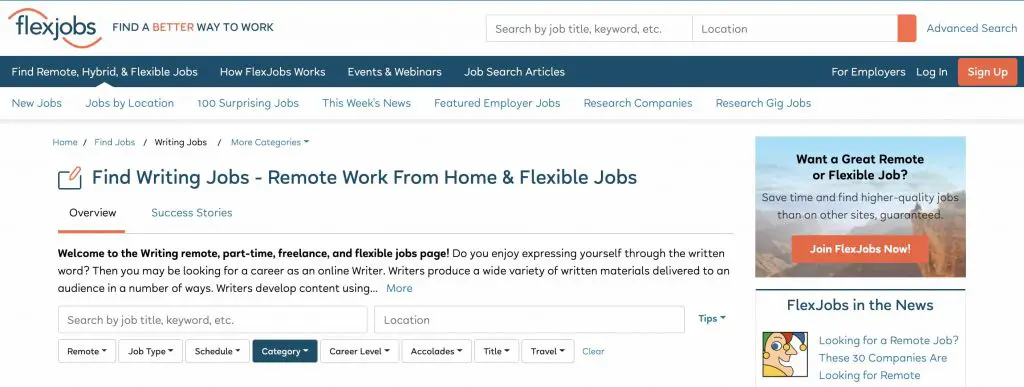 FlexJobs - Find writing jobs