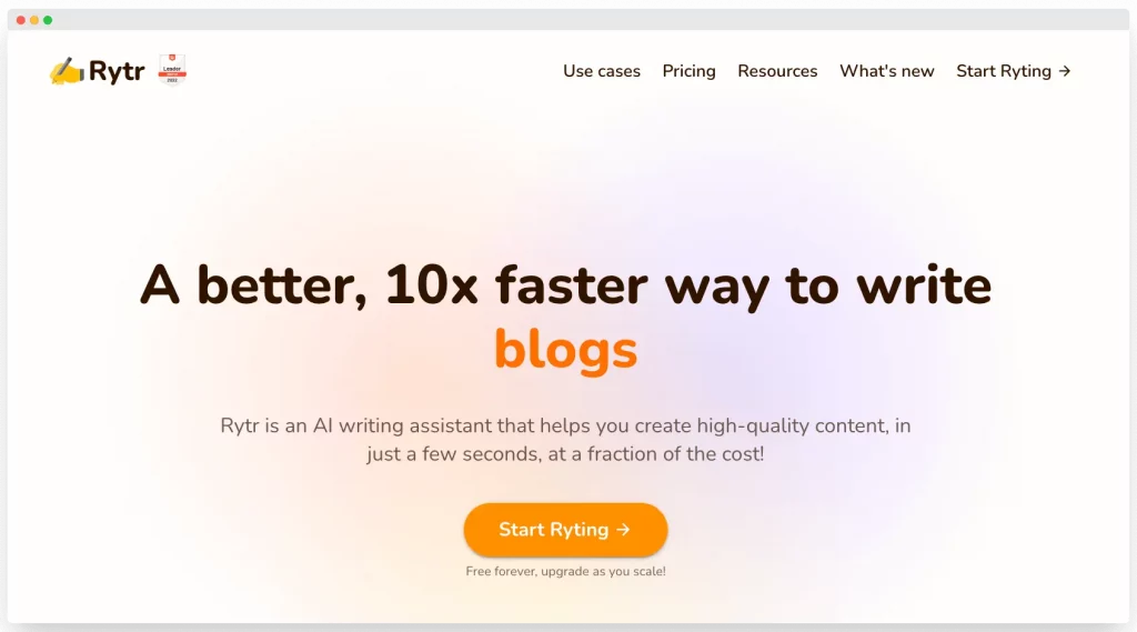 best ai writing tools - rytr